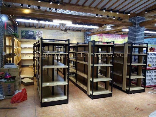 comprar El metal industrial de los estantes de la plataforma del supermercado/el doble que dejaba de lado de la exhibición de madera echó a un lado Fabricación en línea