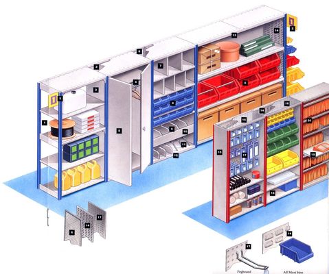 comprar Estantería de poca potencia del pequeño almacenamiento industrial de las piezas con galvanizado acabado Fabricación en línea