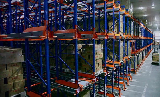 comprar Sistema de estanterías de transporte de paletas, solución de almacenamiento automatizado de alta densidad para la capacidad máxima del almacén Fabricación en línea