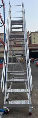 Escalera de aluminio ligera de 4 m de altura en dos niveles fácil de mover para el uso de estantes de almacenamiento