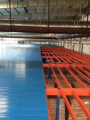 Plataformas de acero de varios niveles de trabajo pesado/medio y pisos de mezzanine industrial de color azul y naranja