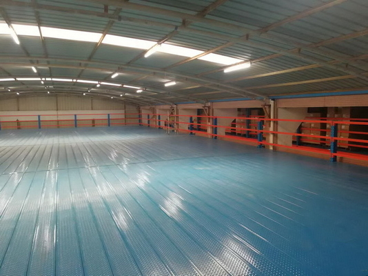 Plataformas de acero de varios niveles de trabajo pesado/medio y pisos de mezzanine industrial de color azul y naranja
